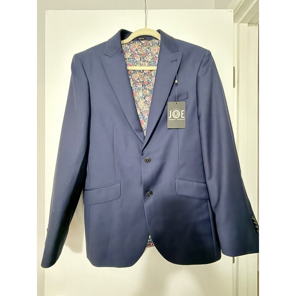 NWT JOE Joseph Abboud Men 40R 100% Wool Sport Coat Navy Blue Floral Lining